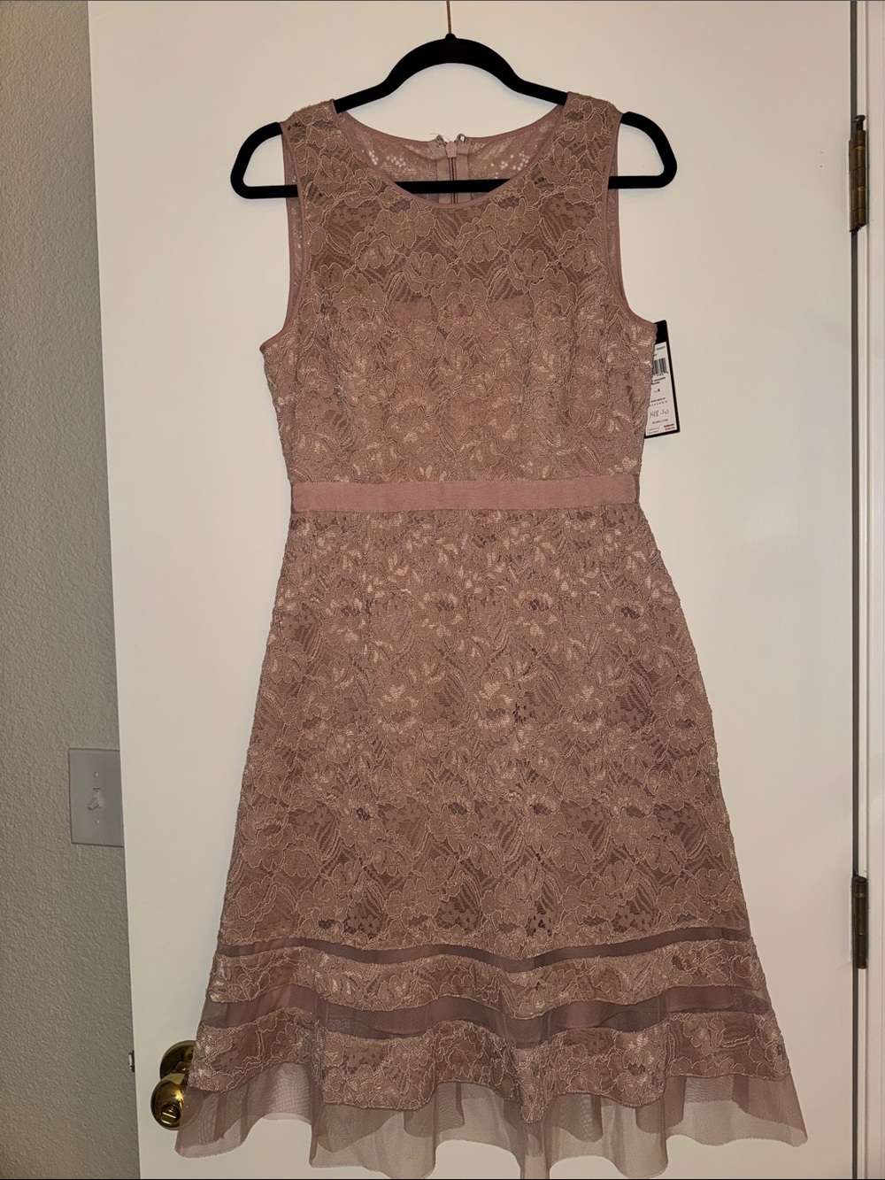 BCBGMaxAzria Dusty Rose Lace Sleeveless A-Line Dress